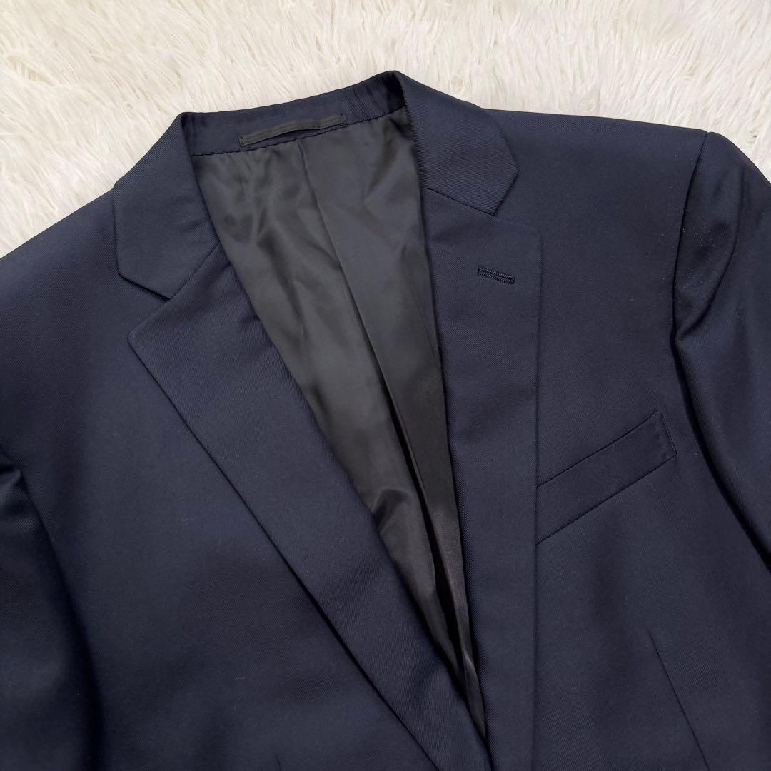 美品　ユナイテッドアローズ　スーツ　セットアップ　スリーピース　ネイビー　光沢