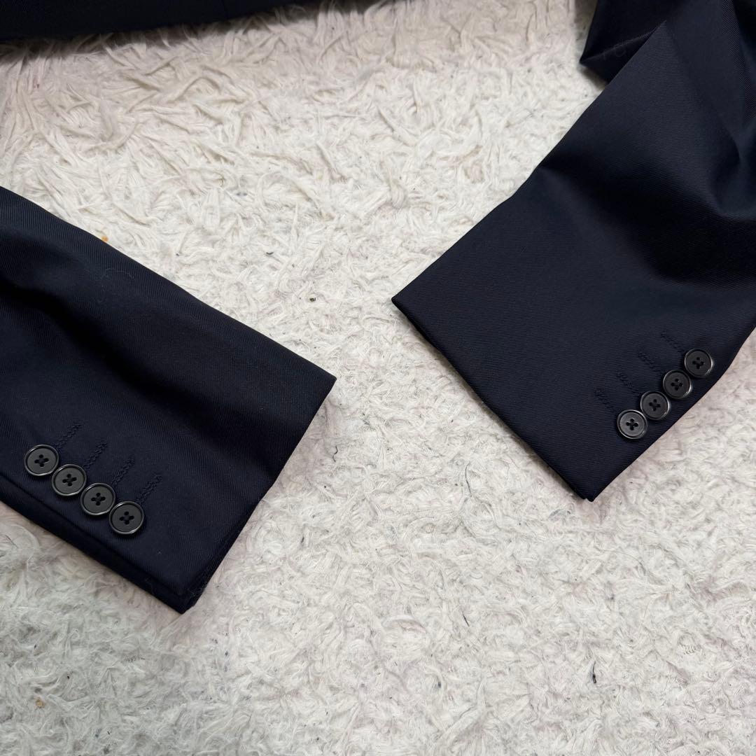 美品　ユナイテッドアローズ　スーツ　セットアップ　スリーピース　ネイビー　光沢