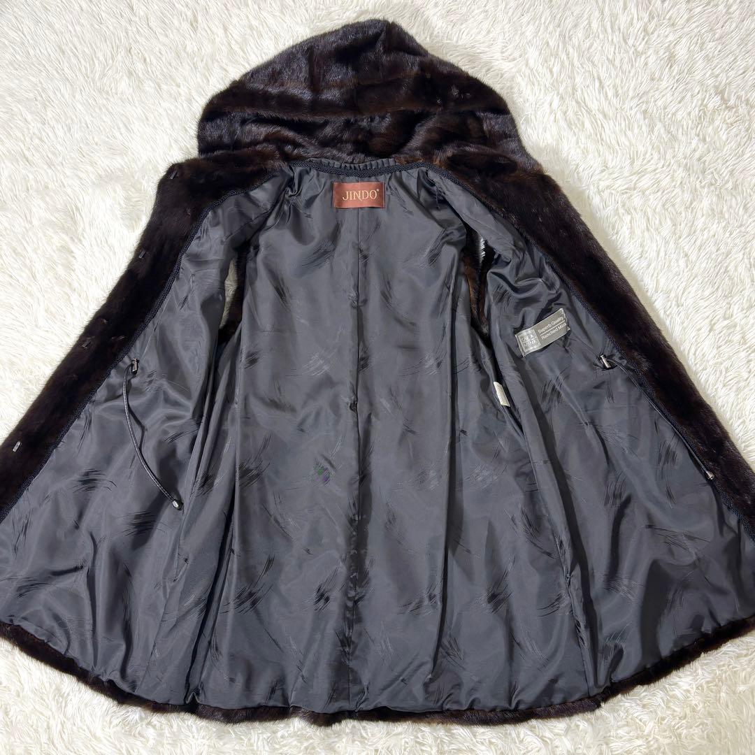 SAGA MINK ミンクファー ベスト フード付き ブラウン 毛皮13号