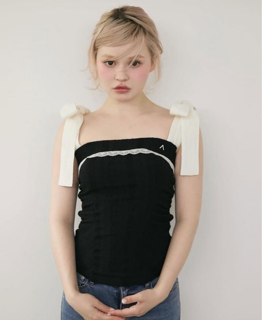 トップス Samantha ribbon tops black andmary