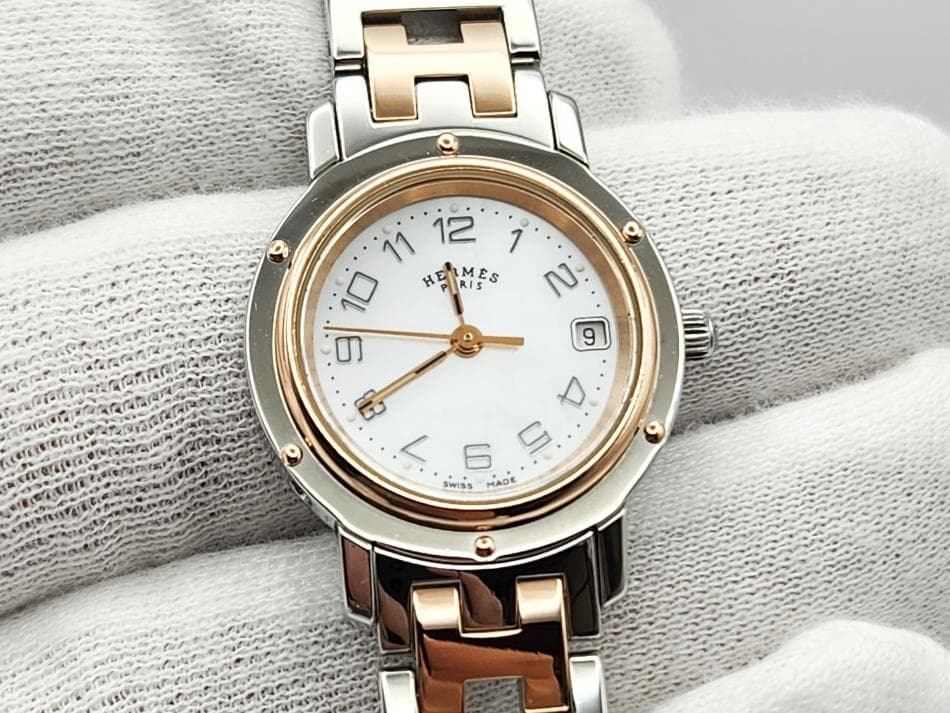 HERMES エルメス　クリッパーナクレ　 WhiteシェルDial 065