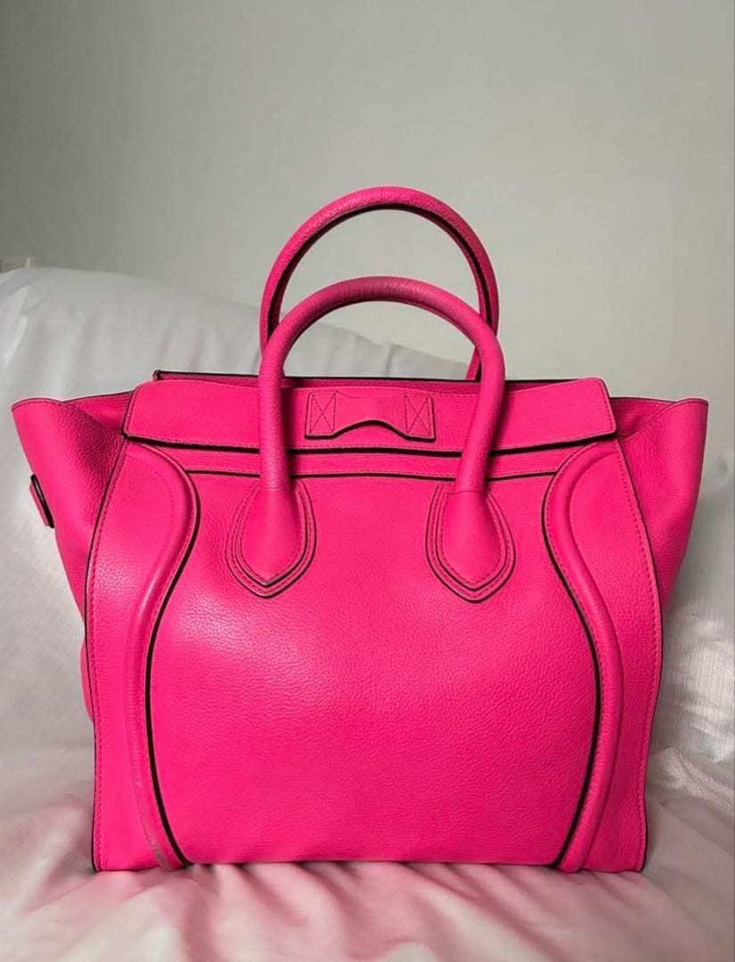 【保存袋等 付属品有 希少】CELINE セリーヌ ラゲージ ピンク