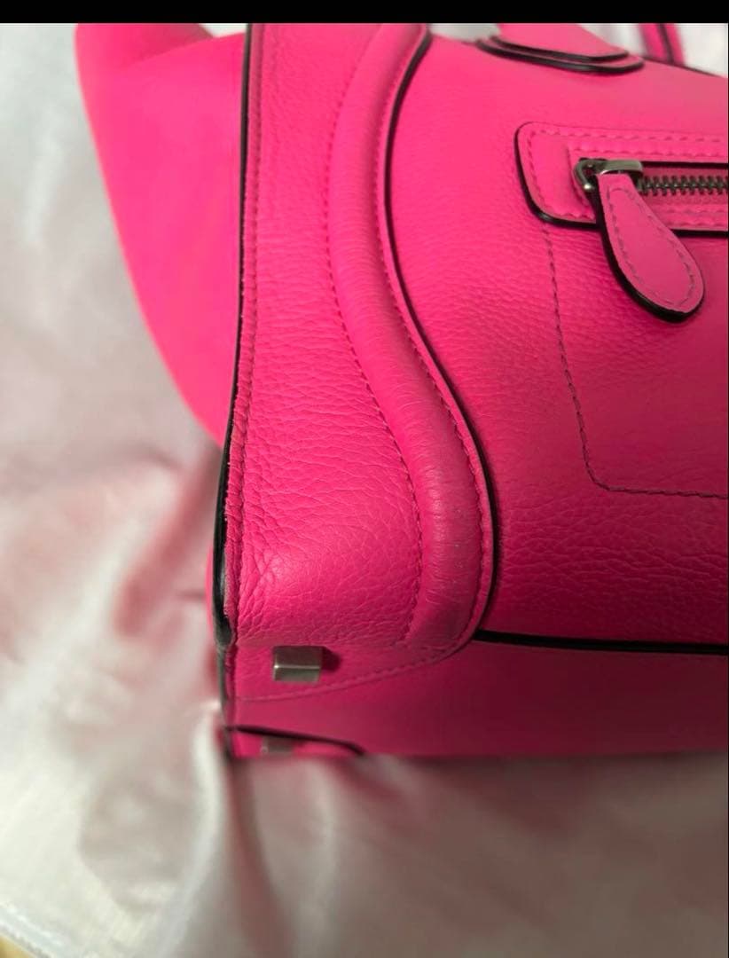 【保存袋等 付属品有 希少】CELINE セリーヌ ラゲージ ピンク