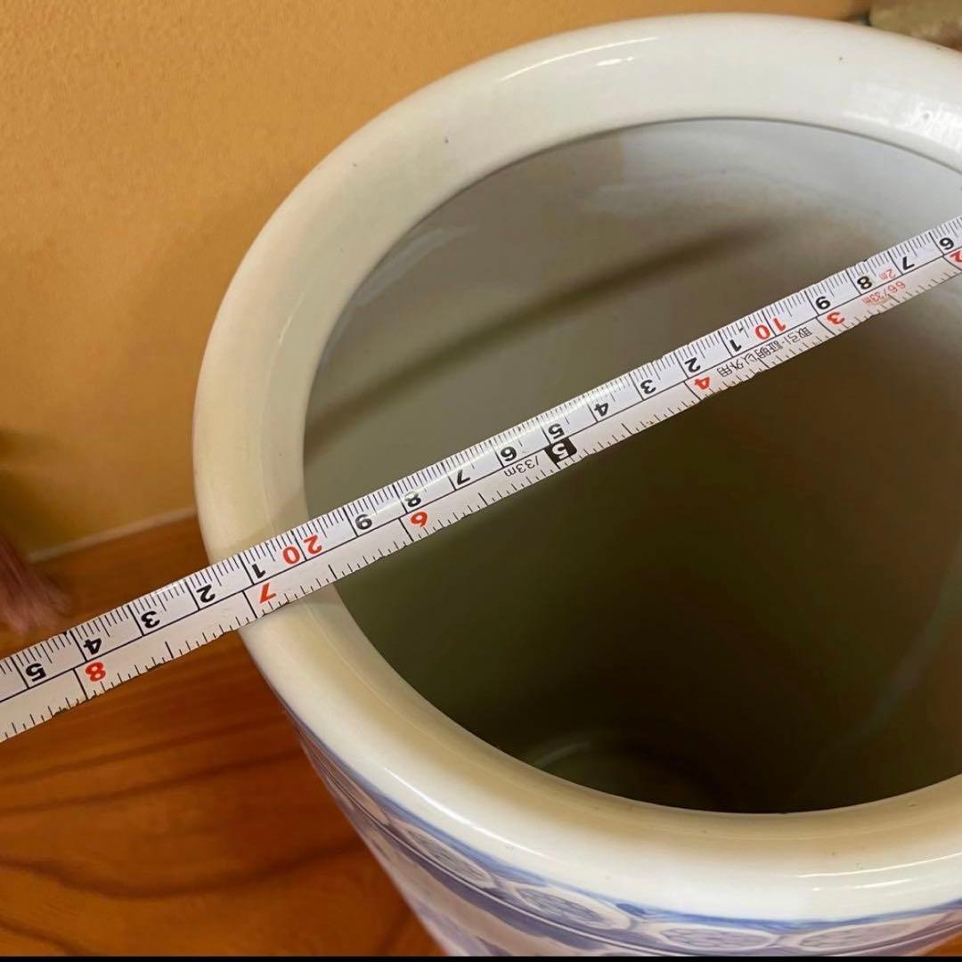 【昭和レトロ】陶器 傘立て 高さ約46㎝ レトロ 花模様 置物 花瓶 ビンテージ