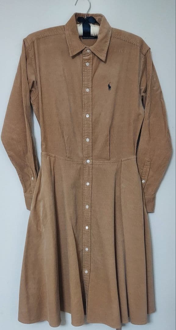 Ralph Laurenコーデュロイ ベージュ シャツドレス 長袖
