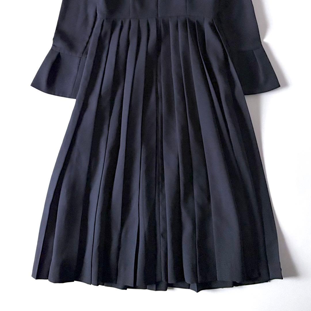極美品♡　セルフォード　ボウタイプリーツ　ロング　ワンピース　リボン　32　濃紺