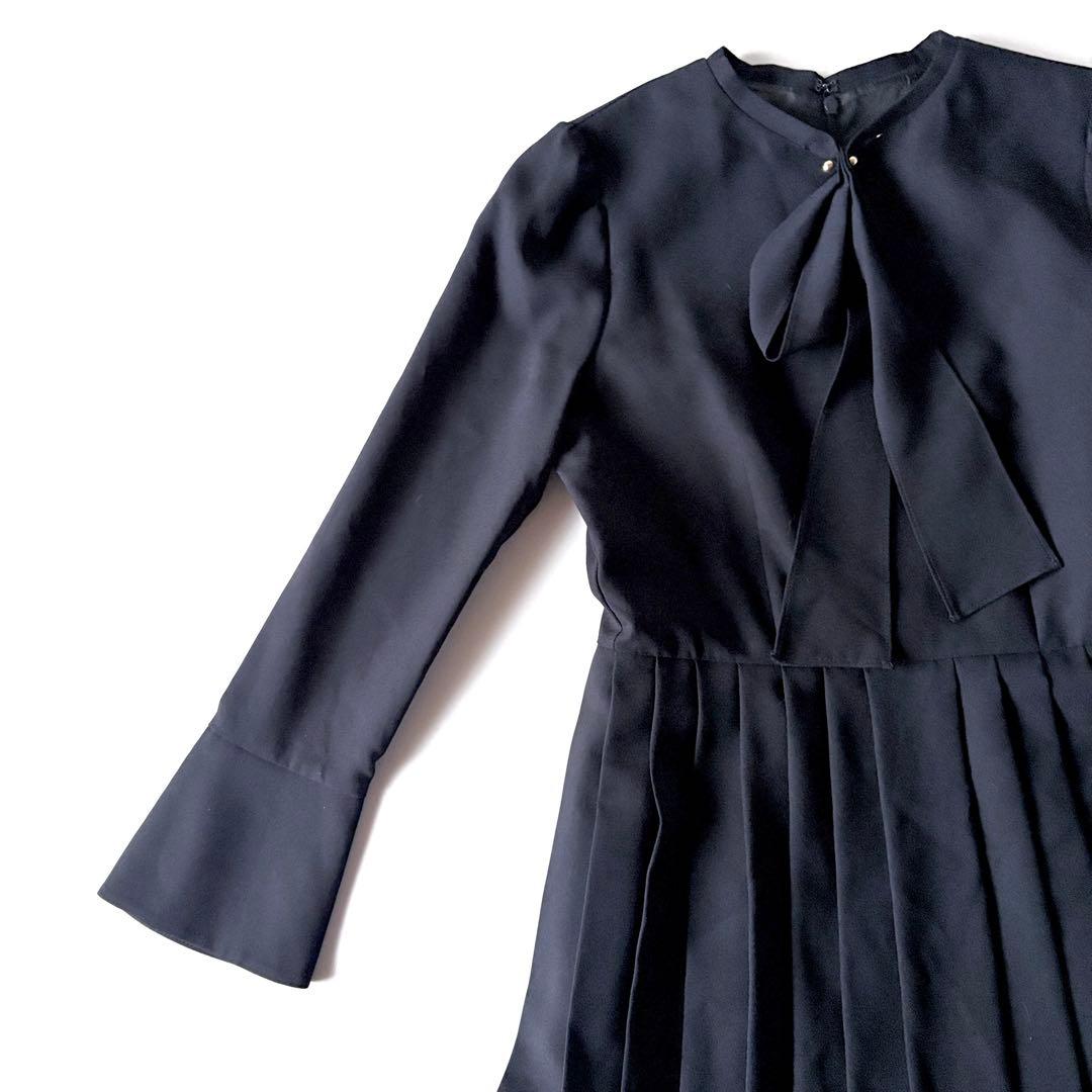 極美品♡　セルフォード　ボウタイプリーツ　ロング　ワンピース　リボン　32　濃紺