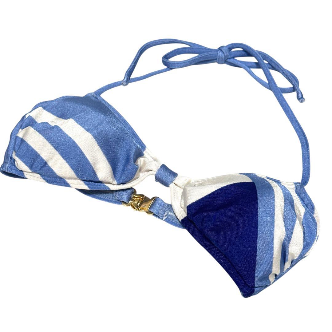 新品同様 クリスチャン ディオール CDロゴ 金具 水着 ビキニ　ブルー M