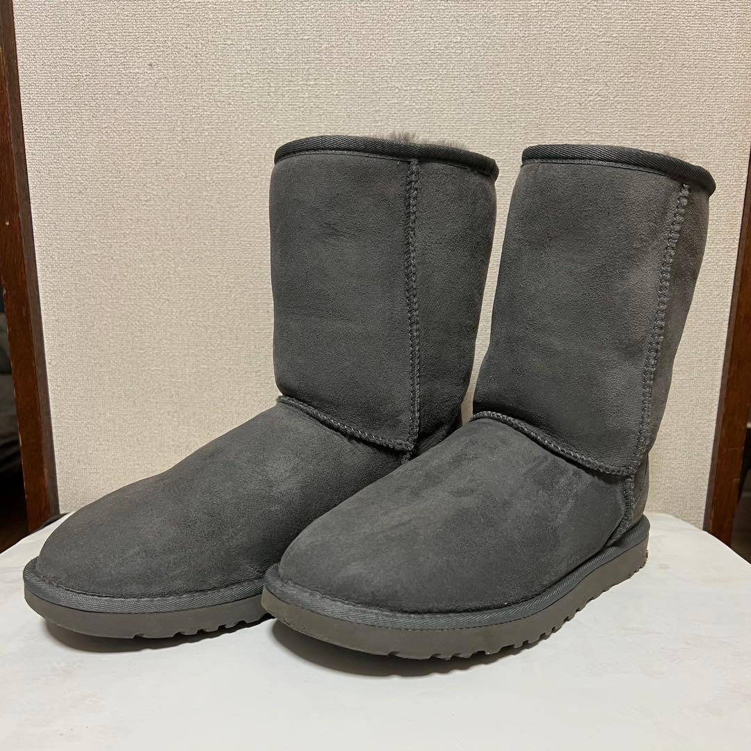 【美品】UGG アグ クラシックショート ムートンブーツ グレー 25cm
