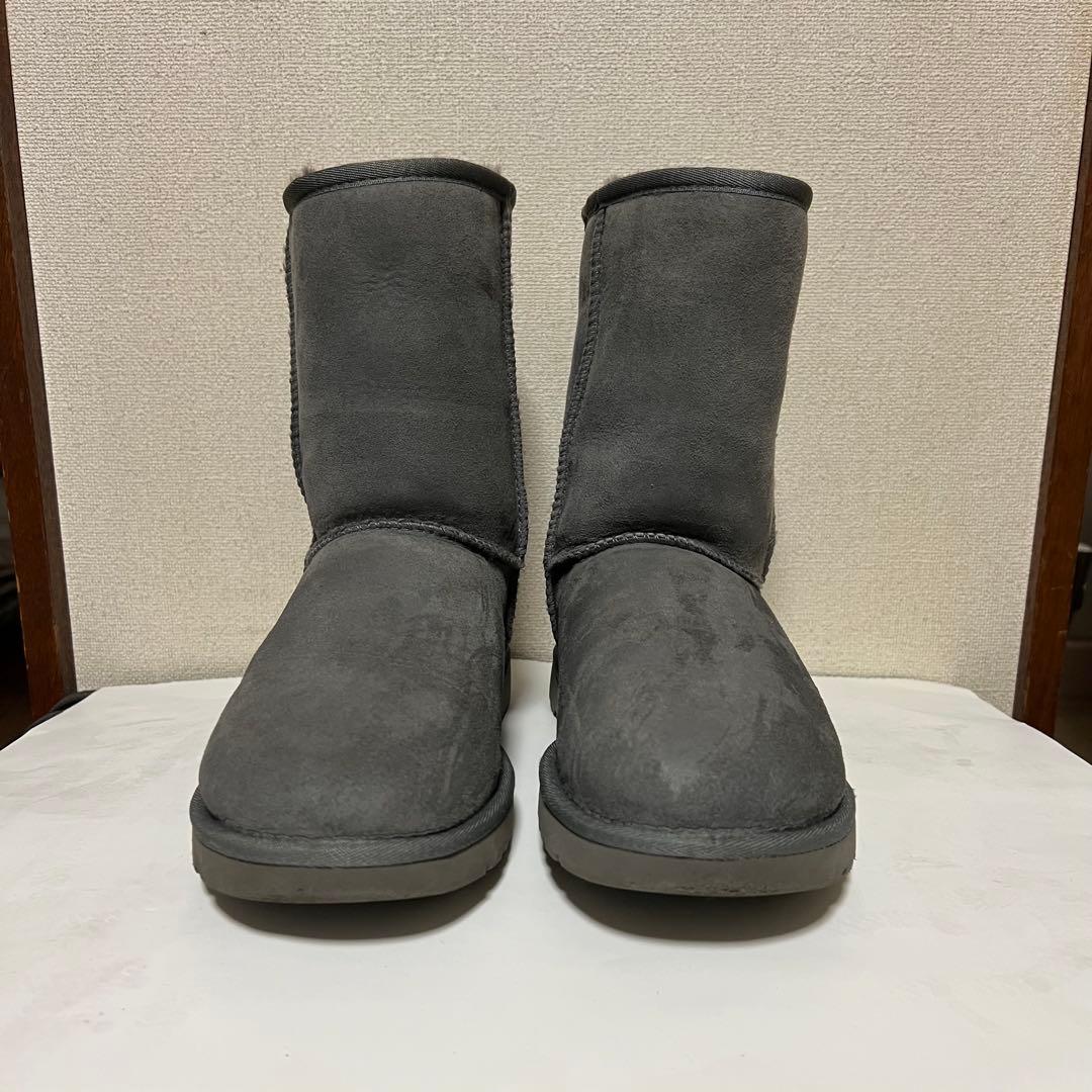 【美品】UGG アグ クラシックショート ムートンブーツ グレー 25cm