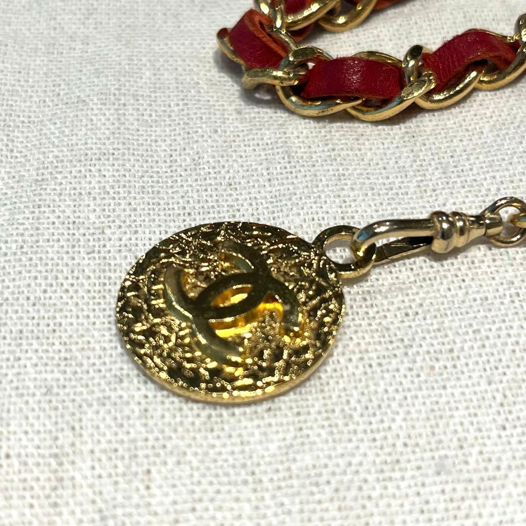 【美品】CHANEL GP×レザーチェーンベルト 1982 ココマーク