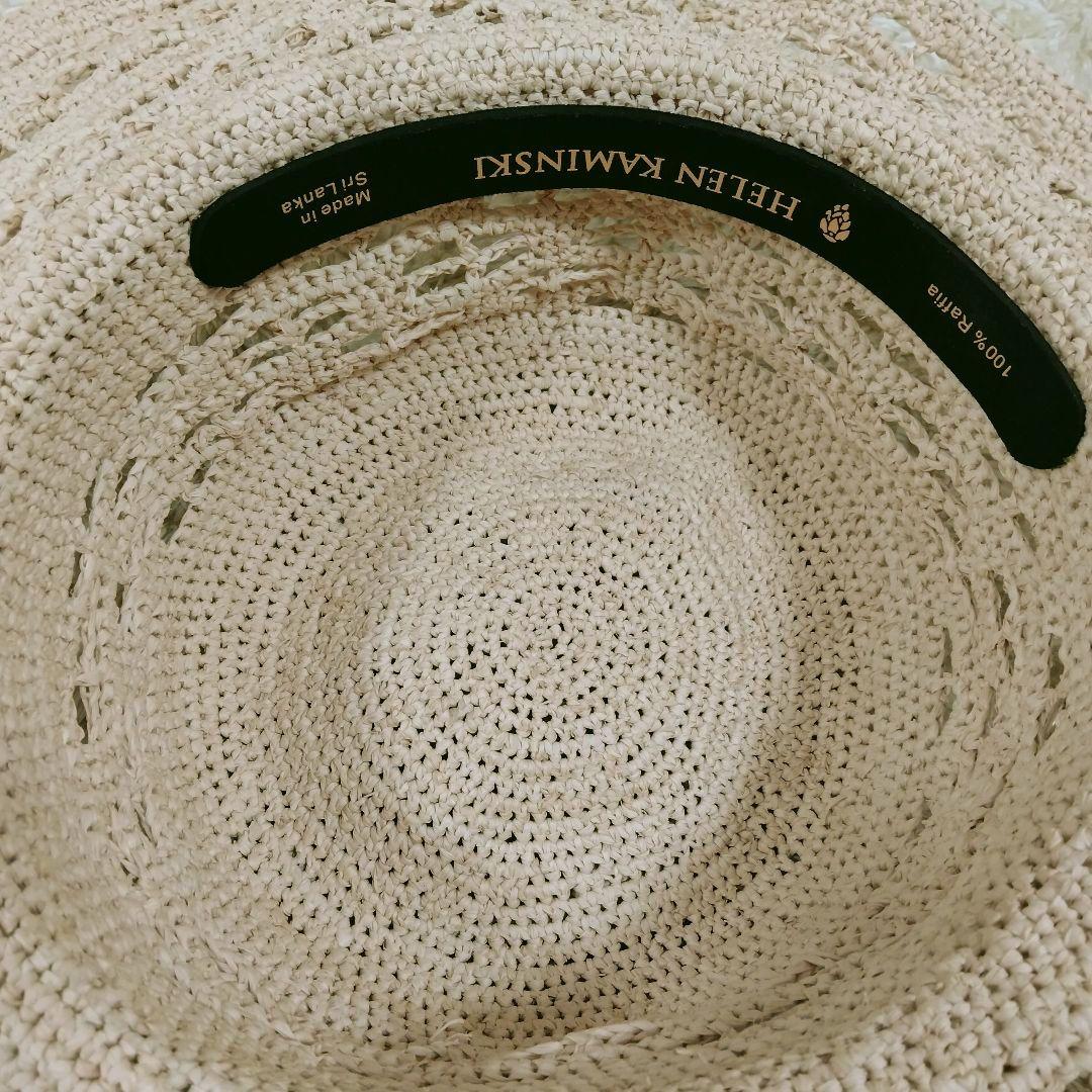 1498 ヘレンカミンスキー 麦わら帽子 編み模様 ラフィア100% ベージュ