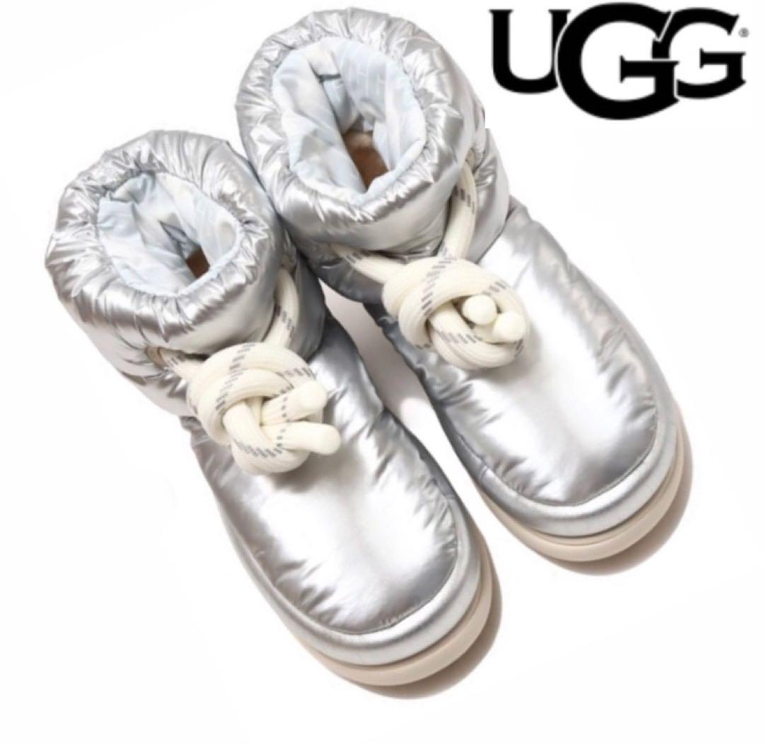 アグUGGクラシックマキシショートパファーブーツシルバー防水保温性レア完売品