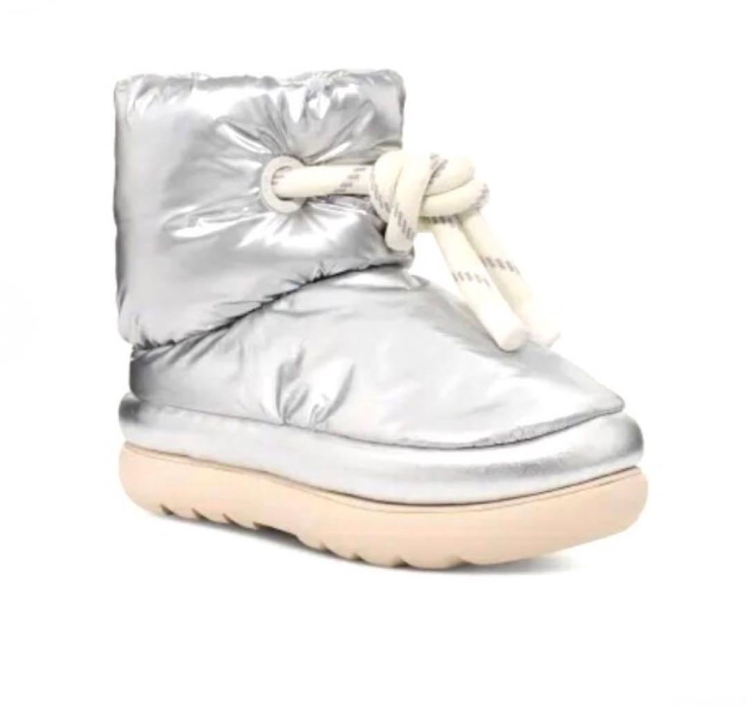 アグUGGクラシックマキシショートパファーブーツシルバー防水保温性レア完売品
