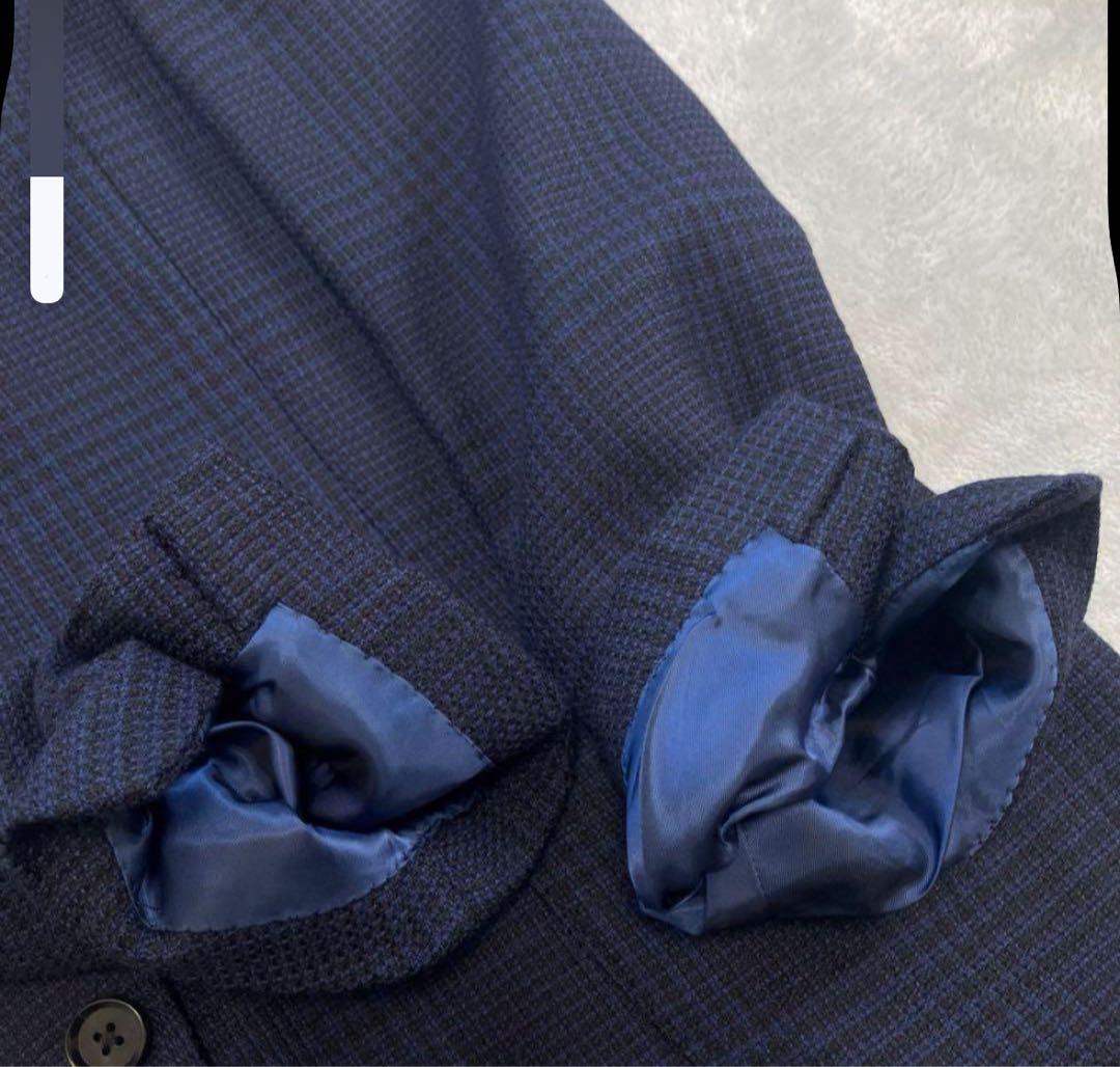 極美品✨ ブリッラペルイルグスト 現行 テーラードジャケット チェック ネイビー