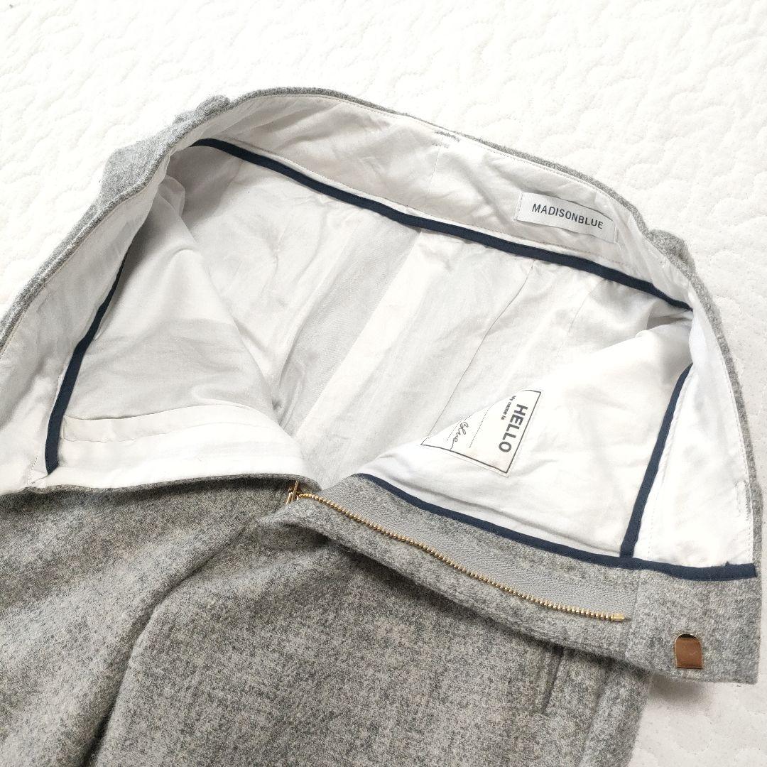 美品✨マディソンブルー　ウール100％フレアパンツ　ハイウエスト　グレー　00