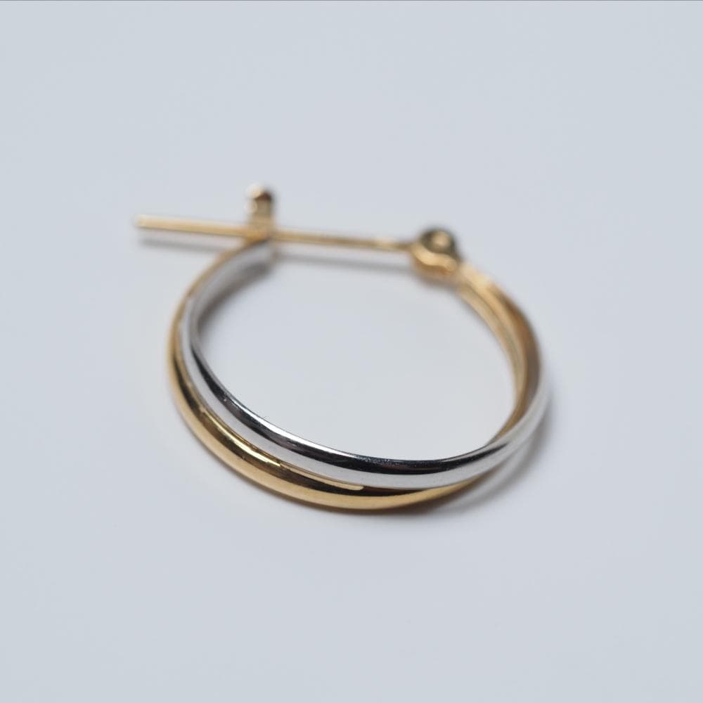 K18YG/K18WG コンビ フープピアス クロッシング 18金 中古