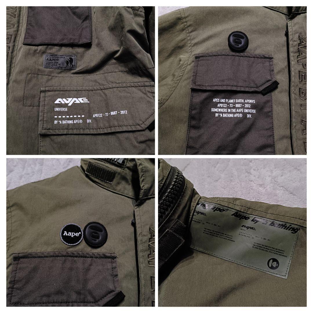 AAPE アベイシングエイプ 3WAY ミリタリージャケット カーキ S