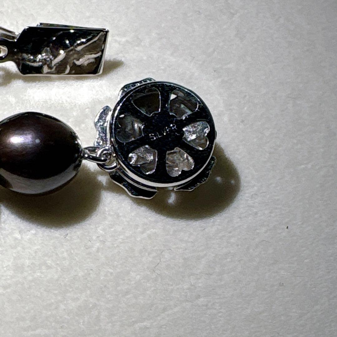 綺麗✨黒真珠 本真珠 ネックレス 約42cm 約9.0mm前後 SV