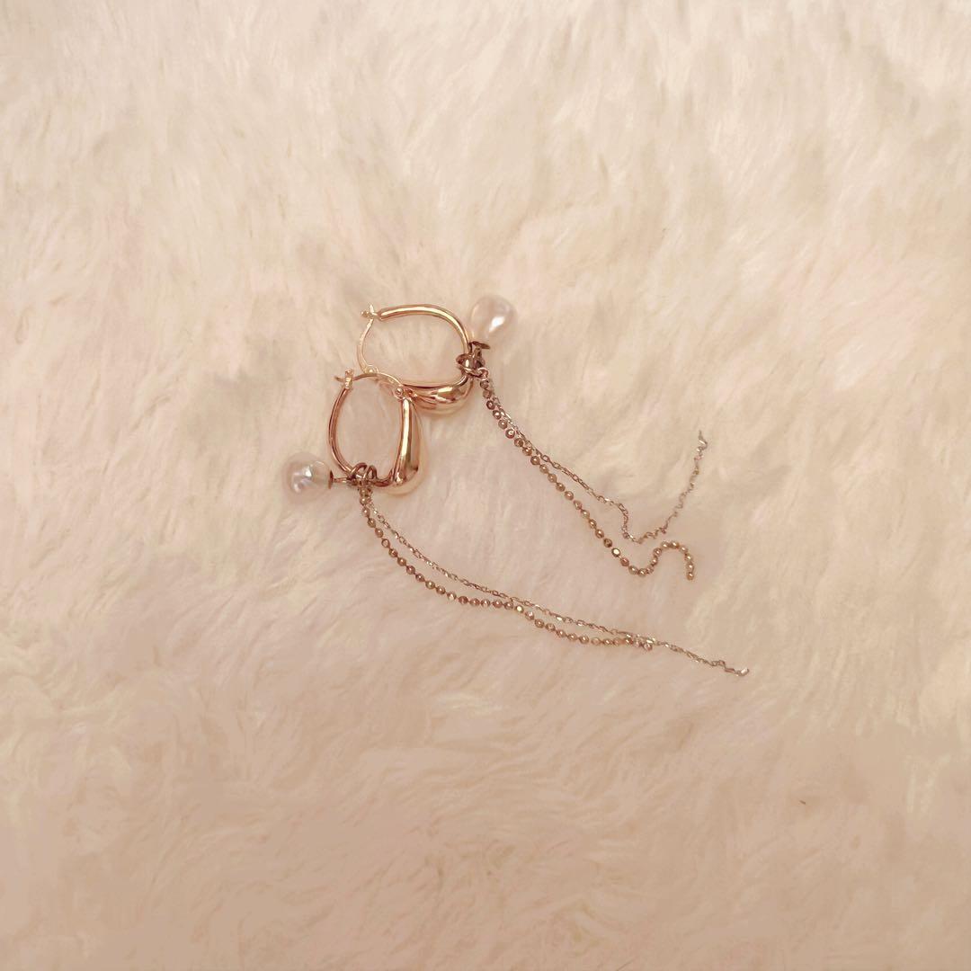 【良品】eteゴールド フープピアス 付属チャーム付き箱無し