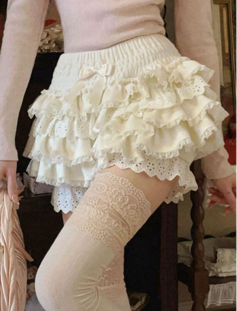 bobon21 リブニットフリルティアードスカート