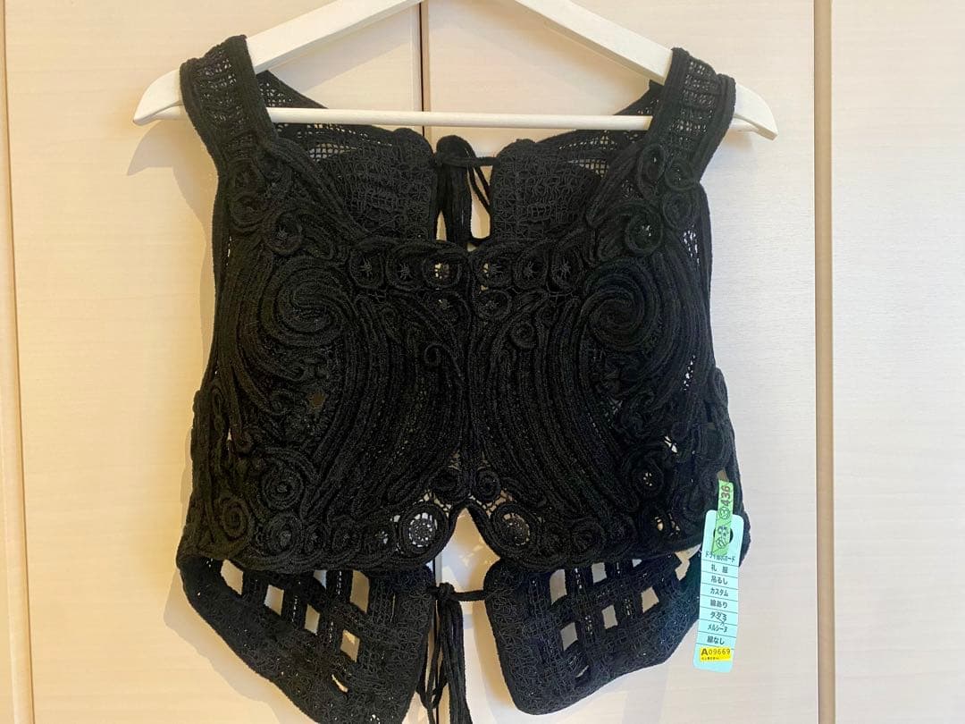 Mame Kurogouchi コード刺繍ベスト Black サイズ2