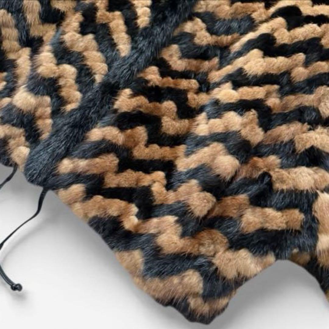 希少 ミンクファー ジャケット ドルマンスリーブ 裾絞り ジグザグ柄 ゆったり