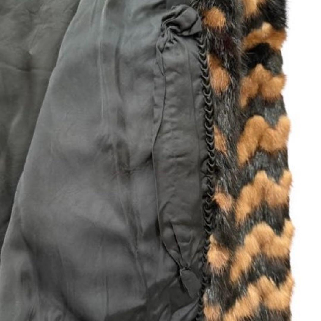 希少 ミンクファー ジャケット ドルマンスリーブ 裾絞り ジグザグ柄 ゆったり