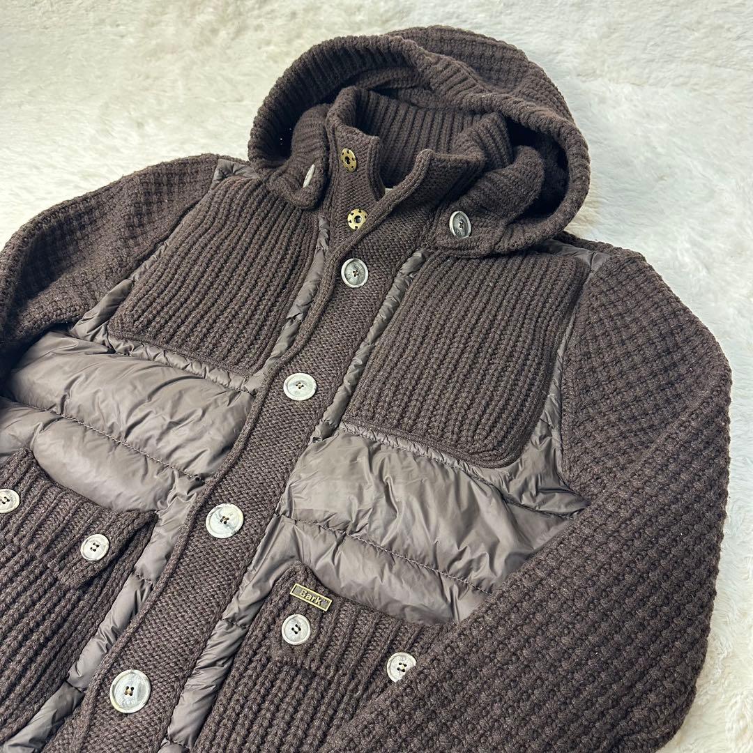 極美品 Bark バーク ニット×ダウン ブルゾン ブラウン