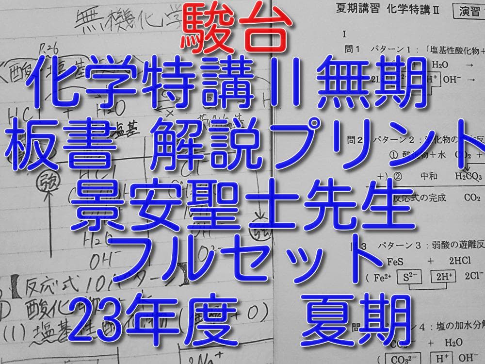 駿台の23年夏期の景安先生の化学特講Ⅱ無機板書プリントフルセット　鉄緑会　河合塾