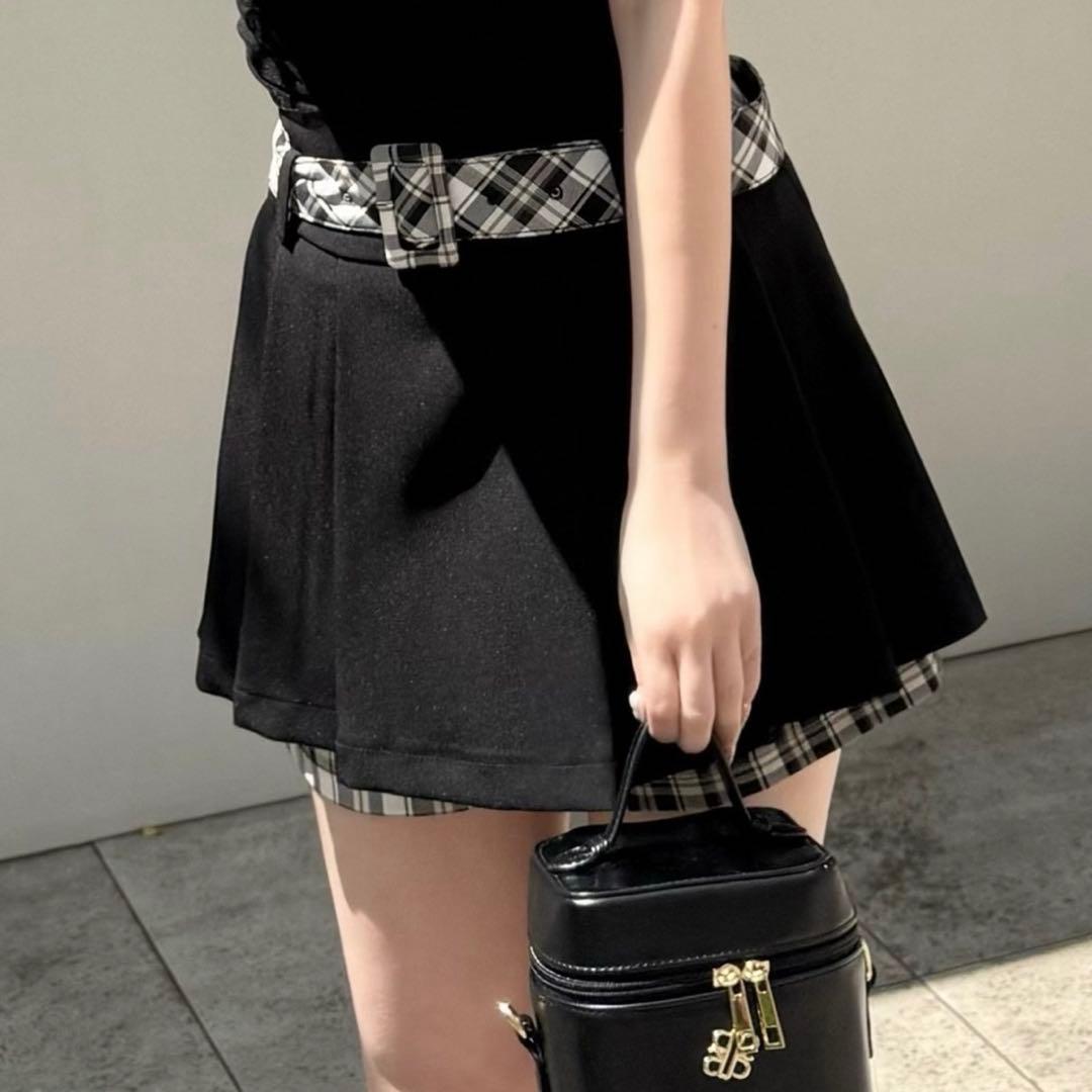 PARTY チェック柄レイヤードミニスカート