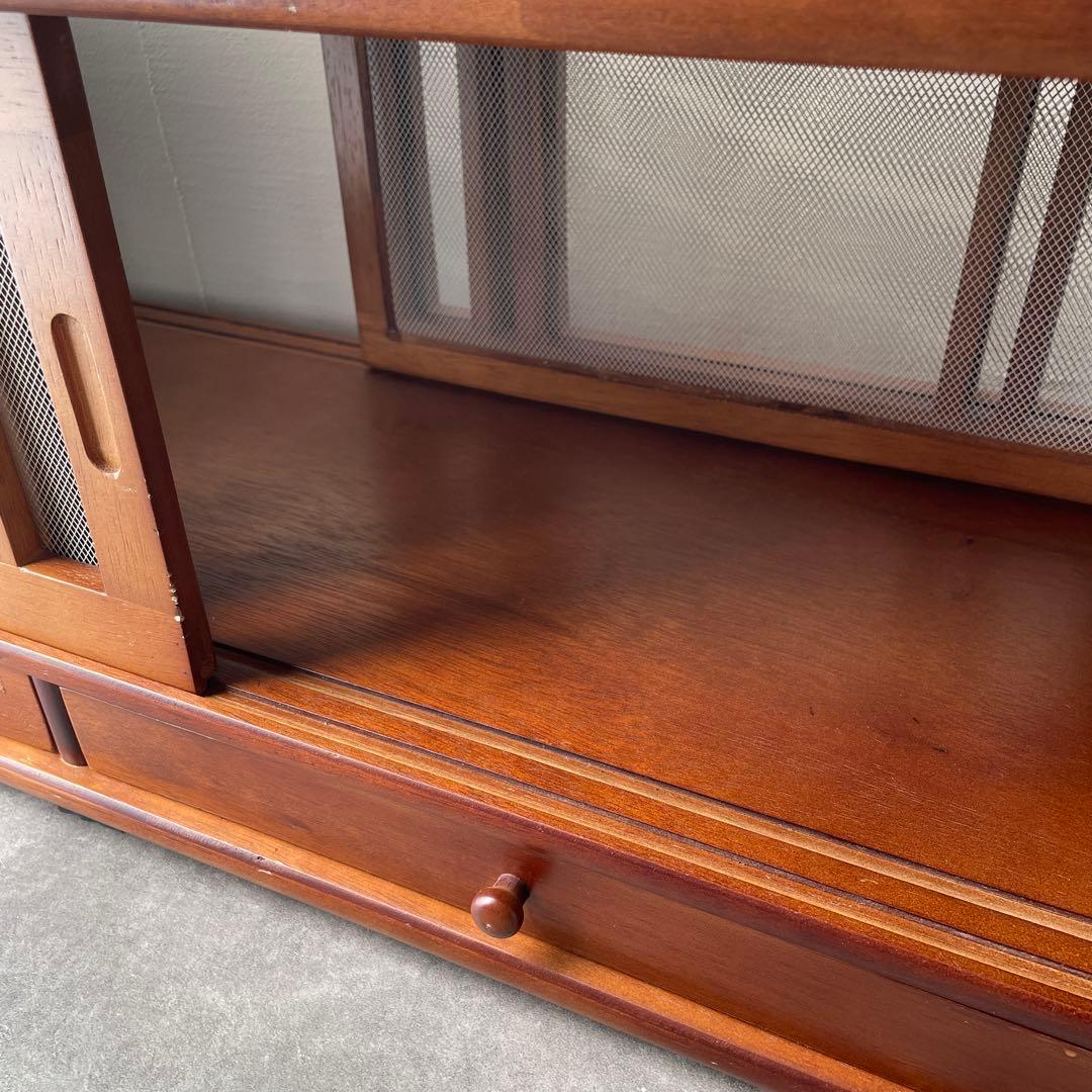 網戸つき　戸棚　蝿帳（はいちょう）　食器棚　キッチンファニチャー　木製　レトロ