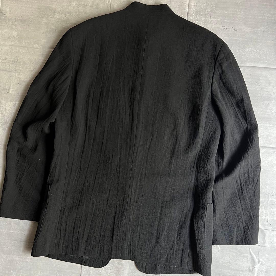 イッセイミヤケメン　リネン×ウール　シワ加工　マオカラー　ジャケット　Mサイズ