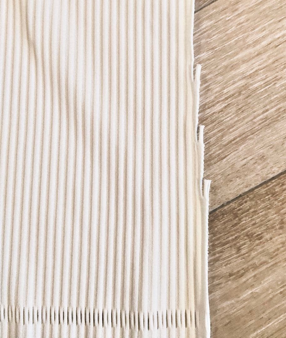 プリーツプリーズ フリンジ 半袖カットソー ホワイト 美品