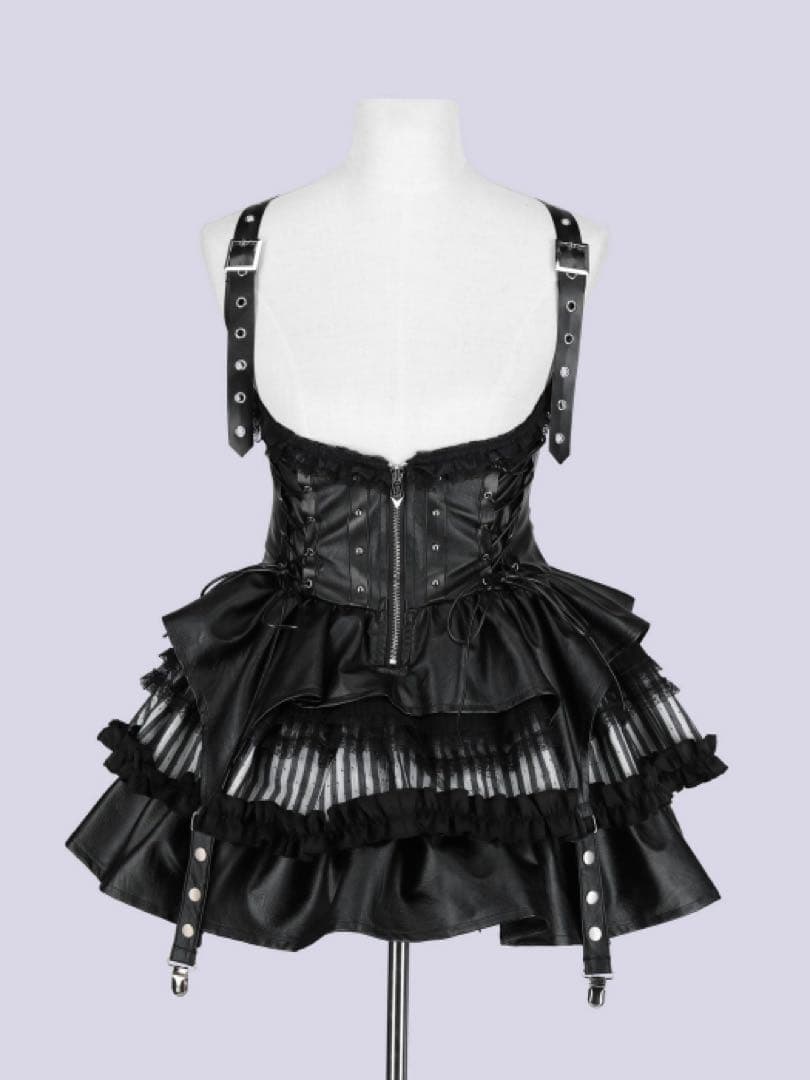 スカート QOOZA IMVAL / Lace Frill Leather Dress