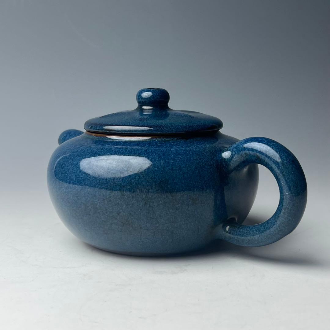 優美 唐物 海鼠釉水注 葛明祥製 款 中国美術 古玩 煎茶道具 急須