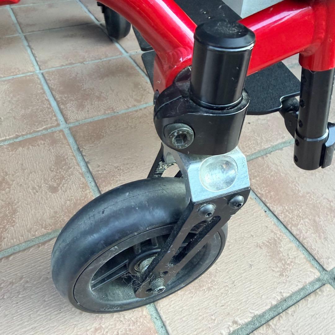 車いす　OX miniNeoジュニア　スクール　赤　チェッカー柄　子供用車椅子