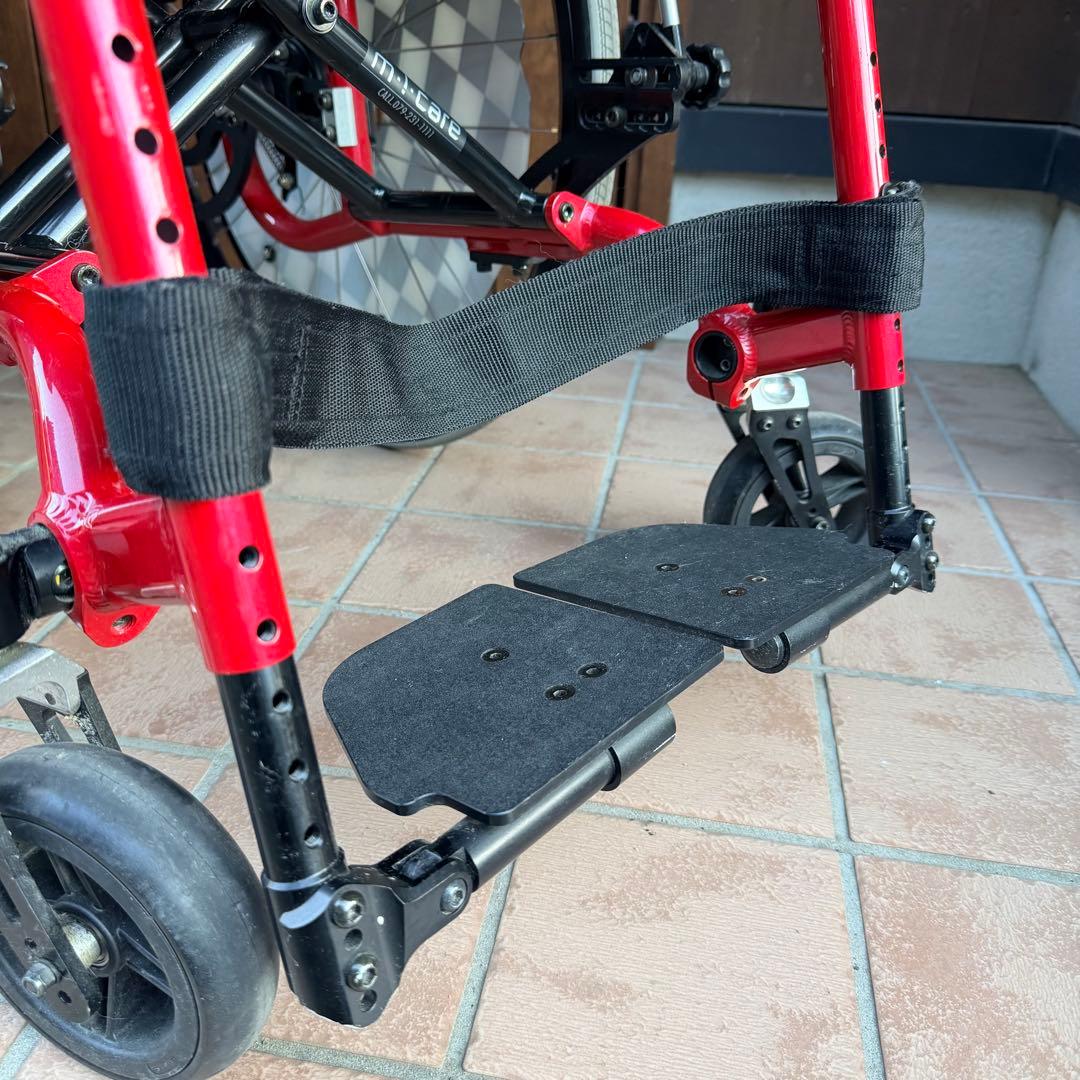 車いす　OX miniNeoジュニア　スクール　赤　チェッカー柄　子供用車椅子