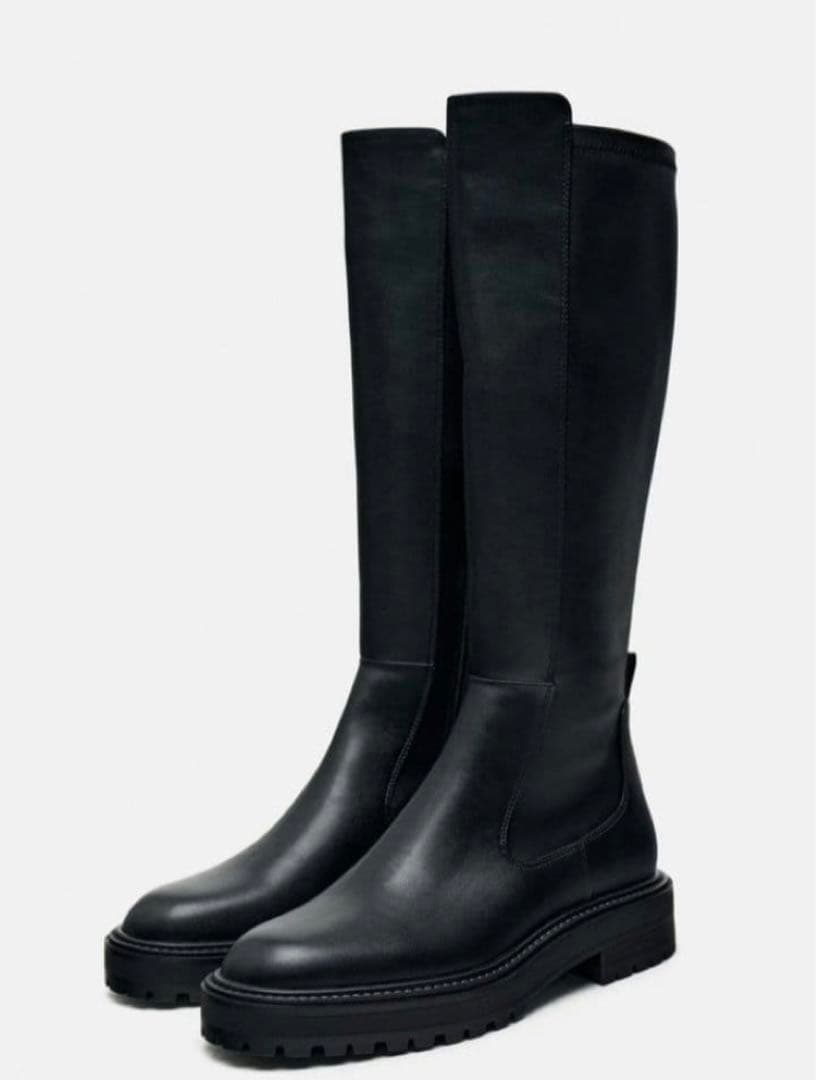 【お値下げ中】ZARAロングブーツ 39 完売品　ブラック　新品未使用