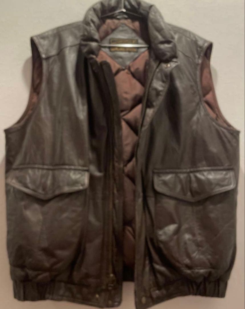 80' Eddie Bauer レザーダウンベスト黒タグ