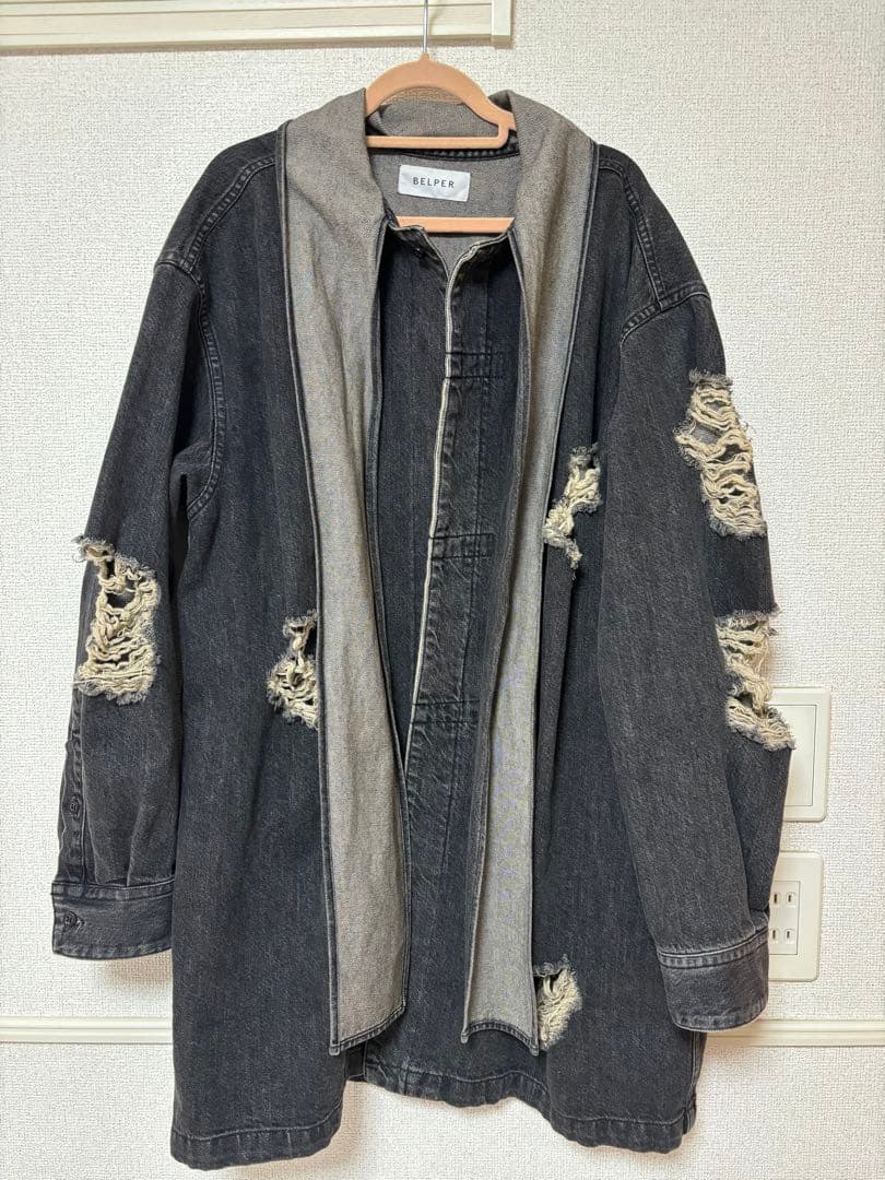 【美品】BELPER デニムボウタイブラウス　ブラック