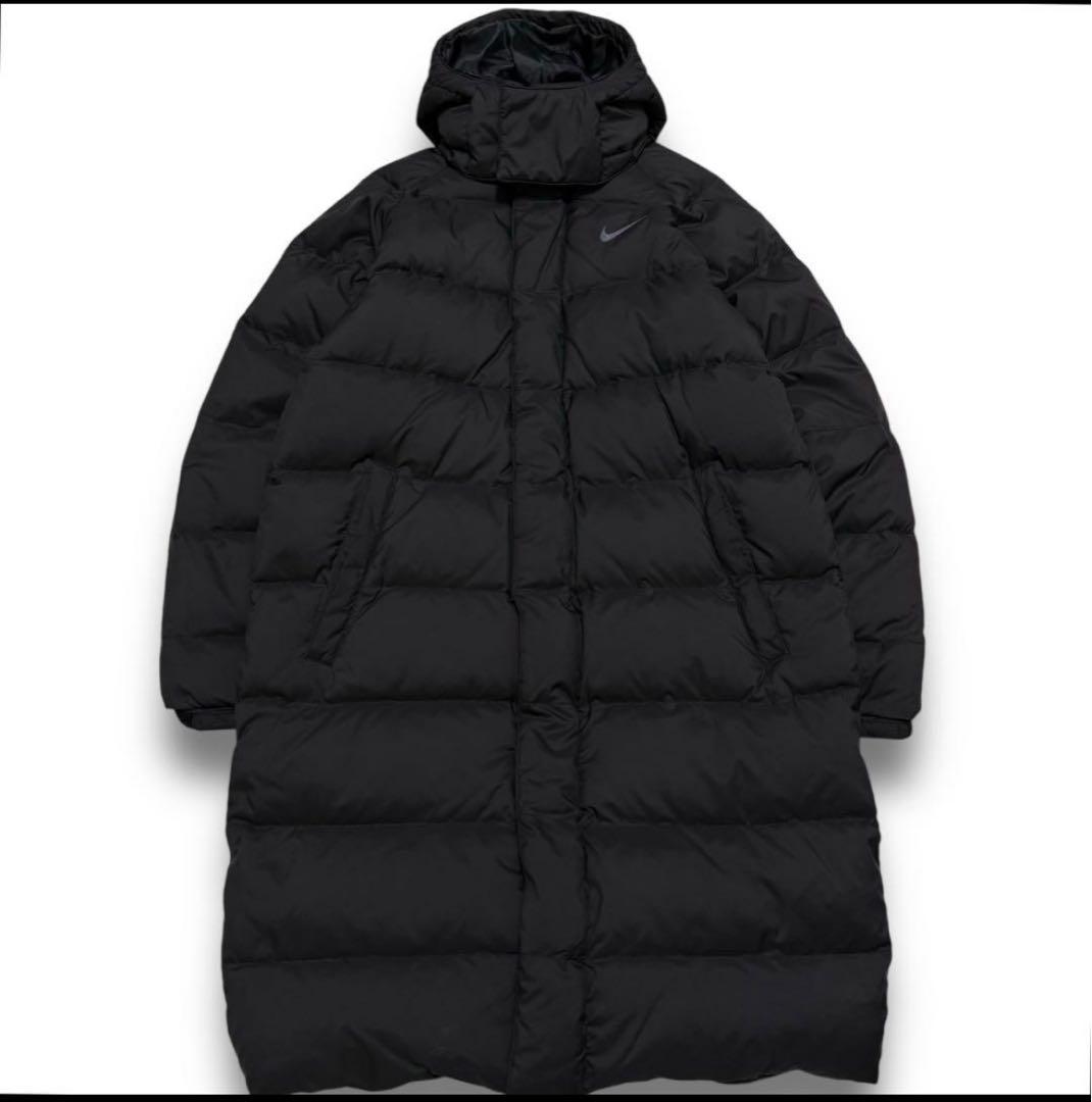美品 NIKE ダウンジャケット ベンチコート 刺繍ロゴ フード取外可 2way