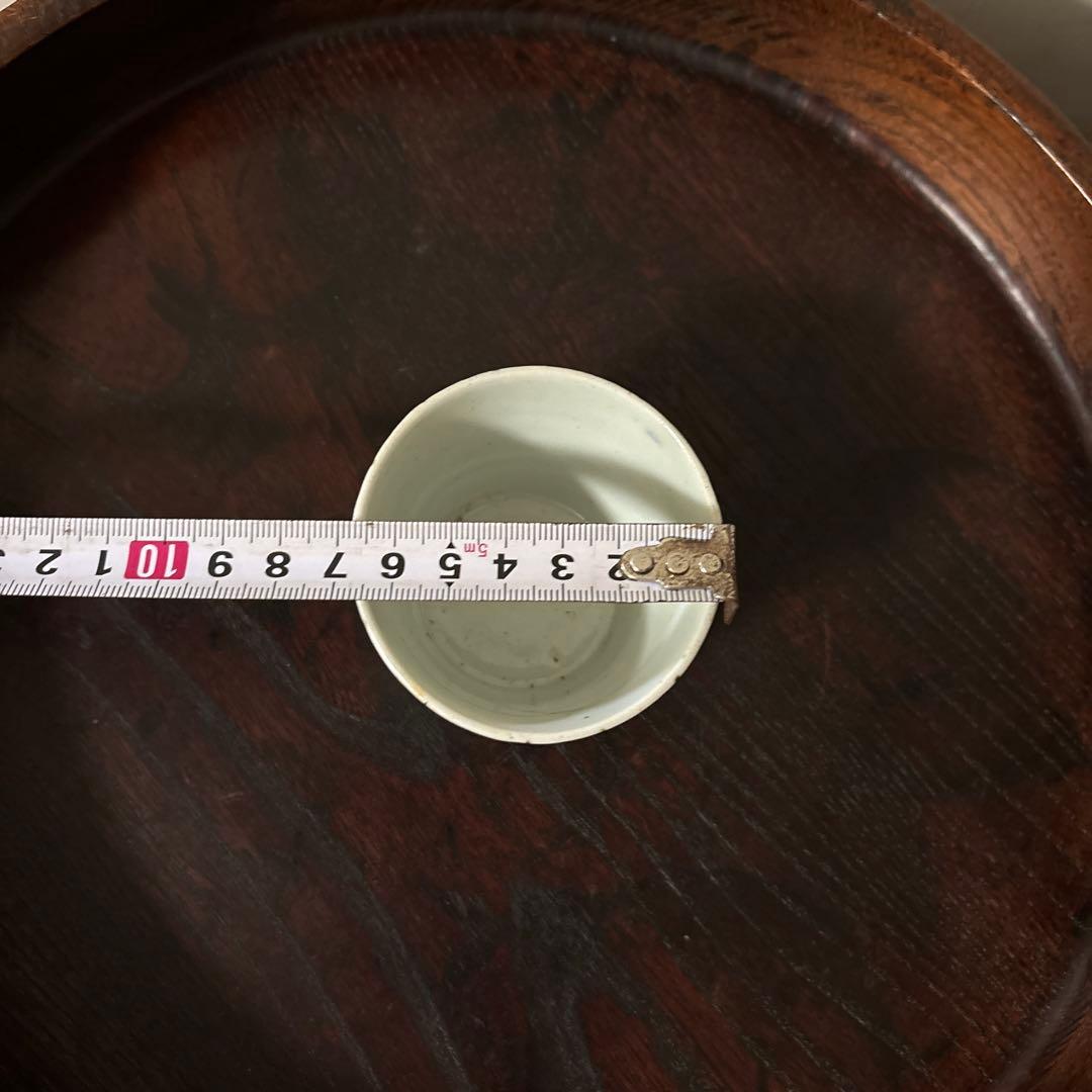 古伊万里染付　格子縞　蔓草文　⑤蕎麦猪口　江戸初期前期　アンティーク　白磁　李朝