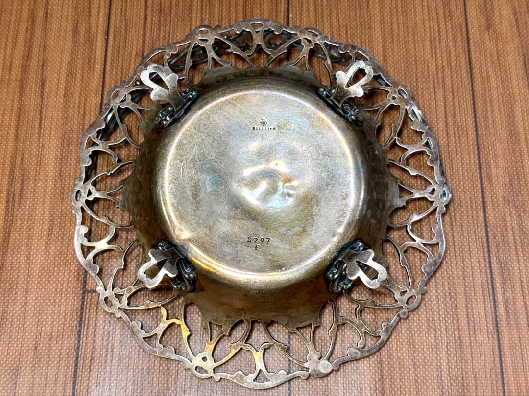 【アンティーク】純銀 米製 STERLING 透かし細工バスケット