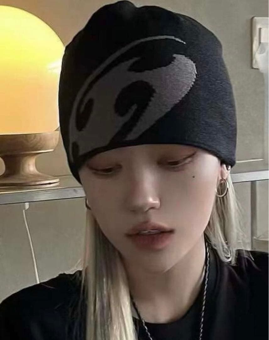 SANSANGEAR ニット帽 黒 グラフィックロゴ