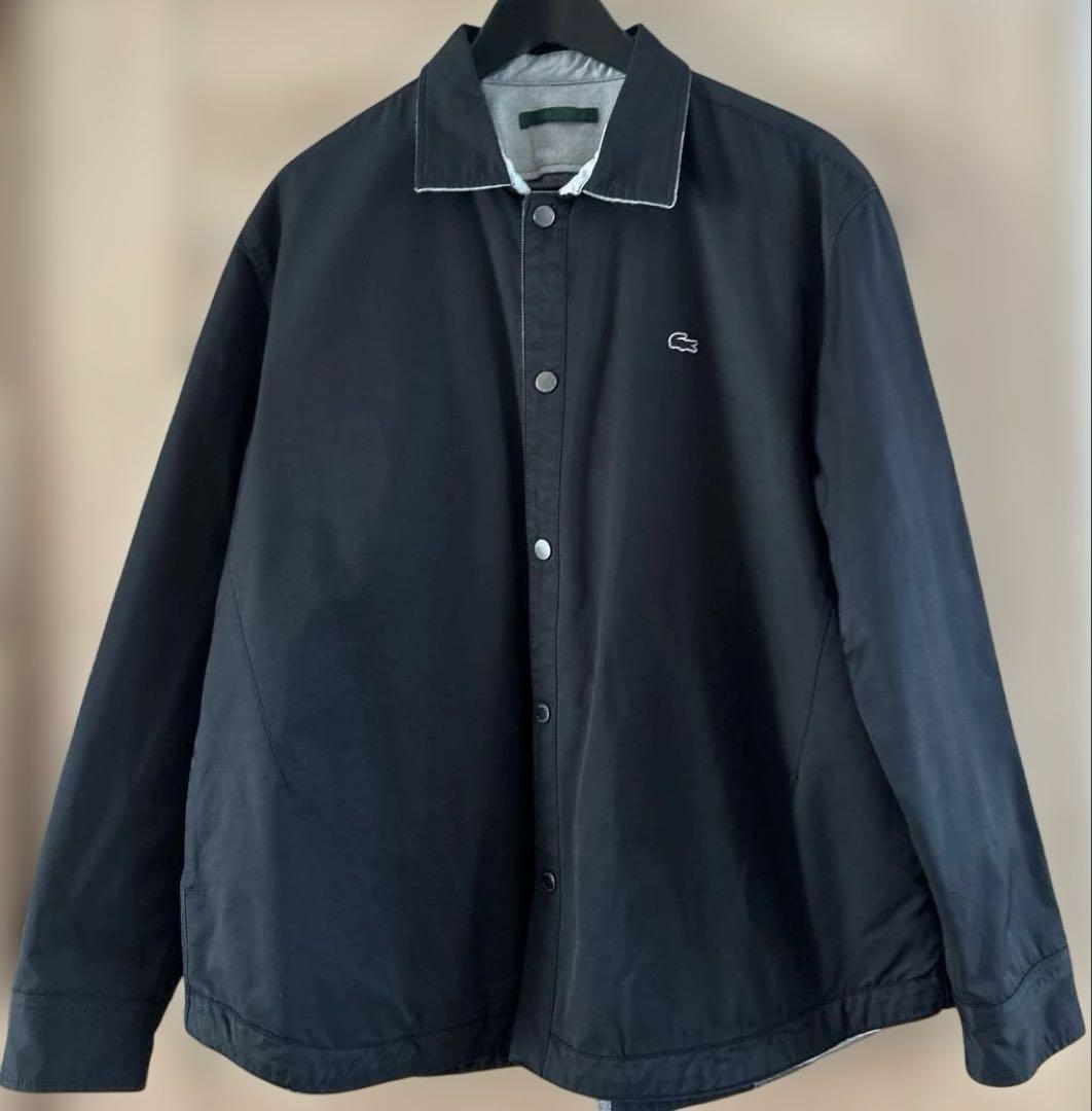 専用LACOSTEプレーンxバッファローチェックリバーシブルシャツアウターサイズ