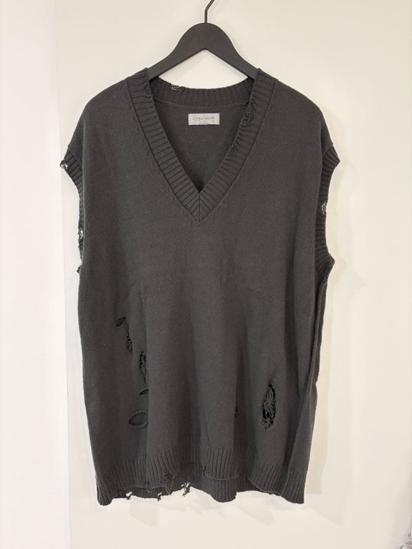 yohji yamamoto pour homme ニットベスト　ダメージ加工