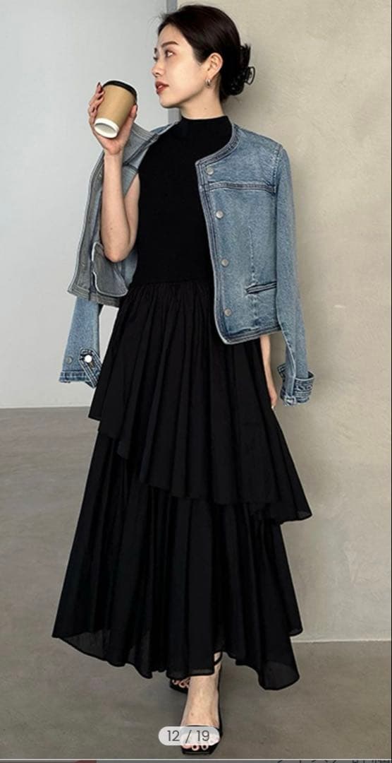 ノーカラーデニムジャケット