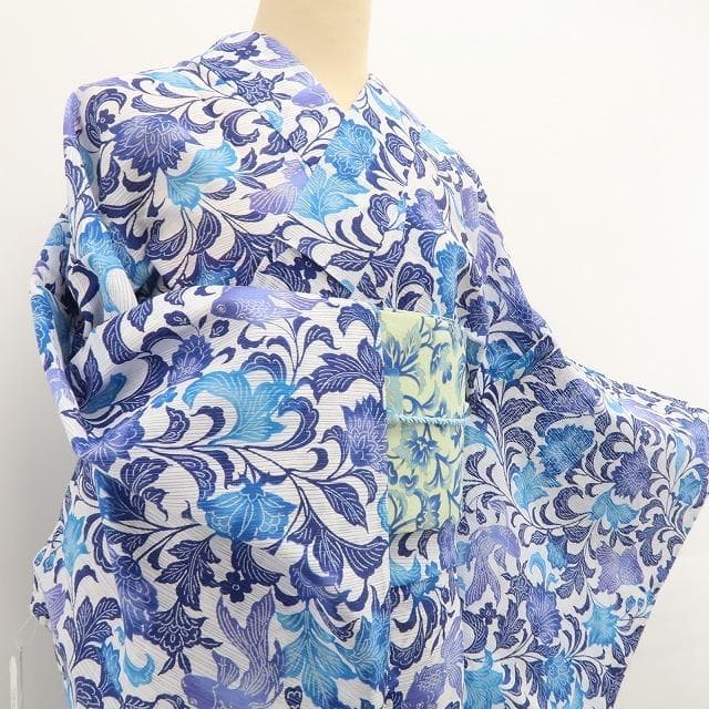 aka 新品 撫松庵 型染金魚 綿絽 洗える夏着物 小紋 浴衣 6211①