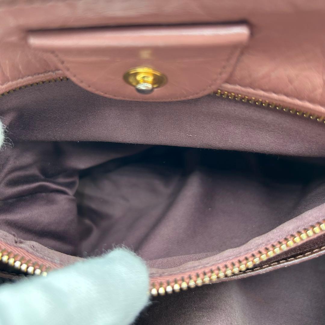 名作 MIU MIU 2way ショルダーバッグ レザー ピンク ゴールド金具